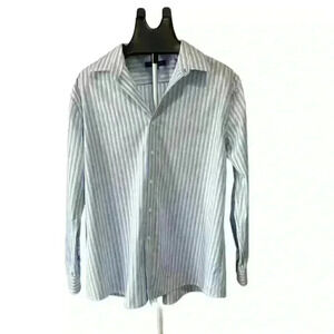 Tommy Hilfiger Dress Shirt Men’s Size Large 17-1/2 34-35 Blue, Green and white